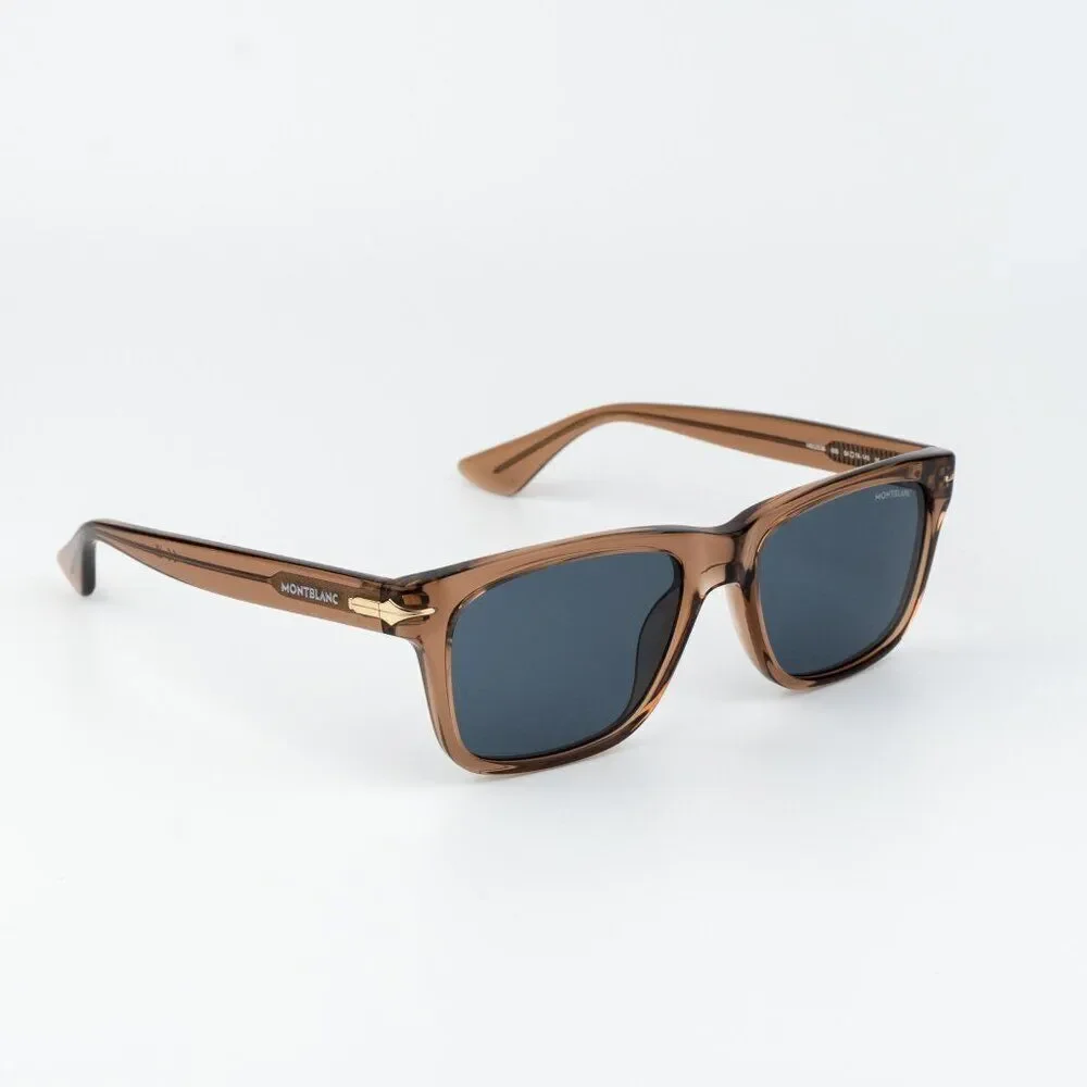 Montblanc Men Sunglasses Brown Blue Square MB0263S 005 NEW AUTHENTIC